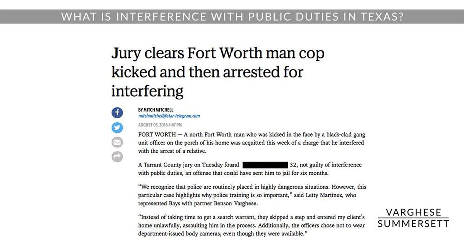 Interference with Public Duties | Varghese Summersett Interference With Police